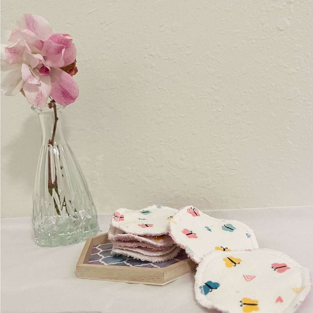 Reusable Facial Rounds! Set of 10. Butterfly Design.